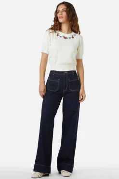 Berry Sweet Emb Knit Top