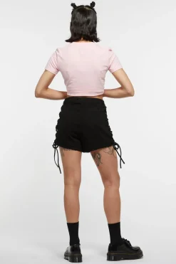 Tie Up Sides Denim Shorts